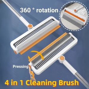 4-In-1 Cleaning Brush Bathroom Kitchen Floor Scrub Brush Long Handle Crevice Brush 360 ° Rotation Blind Spot Cleaner Brush