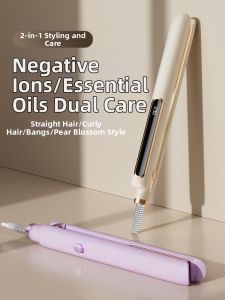 Negative Ion Electric Hair Straightening Iron Dual Use Curling Wand Bangs Clamp Home Use Travel Salon Hard Hair Thick Hair