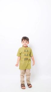 Littlebee Mustofa Olive - Setelan Koko Anak [Size 1-5 Thn] Baju koko Kaos Laki-laki