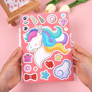【SG Stock】8 Sheets Unicorn Make a Face Stickers Creative Face Changing Decals Cute & Hilarious Expression Stickers for Party Prank Photo Decoration DIY Scrapbook Journal Phone Case & Laptop Decor Reusable Self-Adhesive Stickers for Kids Adults