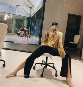 High Waist Wide Leg Pants Jazz Sporty High Elastic Street Dance Tight Fitting Long Floor Length Trousers Yoga Fitness Fans Supplies