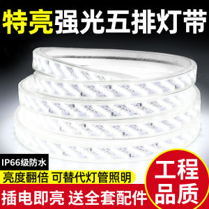 Extra Bright LED Light Strip 220V Outdoor Waterproof Five Rows Illumination Exterior Wall Lighting Atmosphere Light Bar