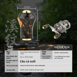 Gomexus | Núm Quay Tự Nhiên Gỗ Bách Xù Hoa Văn Dòng Chảy Modular Cho Máy Câu Spinning & Baitcasting