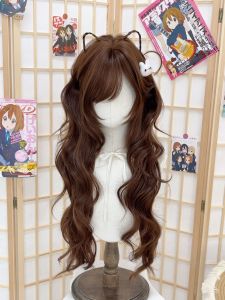 Mũ Tóc Nữ Màu Socola Sóng Lớn Phong Cách Lolita Cao Cấp Toàn Bộ Đầu Tự Nhiên Thoáng Khí Dễ Thương