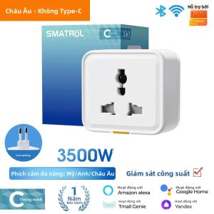 Ổ Cắm Thông Minh Không Dây Tuya Smart Home 16A Đa Năng Chuyển Đổi Du Lịch Chuẩn UK EU US Tích Hợp Chức Năng Giám Sát Điện Năng Và Hẹn Giờ Lắp Tường