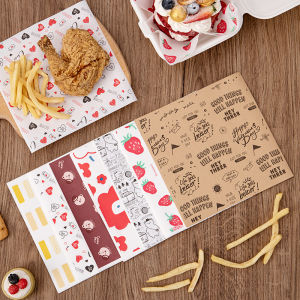 กระดาษซับน้ำมันสไตล์อเมริกันสำหรับอาหารทอด กระดาษซับน้ำมัน กระดาษบรรจุสэнดวิช กระดาษสำหรับใส่อาหาร กระดาษรองอาหาร กระดาษซับน้ำมันสำหรับอบ