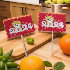 2024 New Year Inserts Dragon Year Auspicious Plug-in Cake New Year Party Decoration Christmas New Year Cake Gift