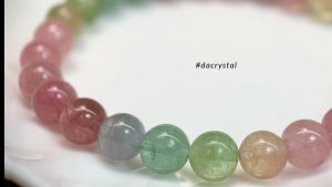 DACRYSTAL Premium Grade Watermelon Tourmaline Bracelet 6.5mm++ wrist size 15.5cm 西瓜碧玺圆珠手串