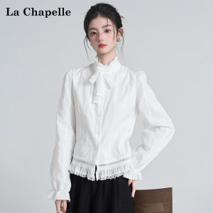 La Chapelle | Áo Dài Tay Cổ Trụ Có Nơ Và Viền Ren