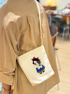 Cute Cartoon Dog Canvas Bag Crossbody Single Shoulder Student Small Bag Youth Fashion Korean Style Zipper Closure Handbag