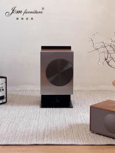 Stainless Steel Nightstand Side Table Small Narrow Bauhaus Cabinet with Light for Bedroom Home Use Compact Touch Lamp