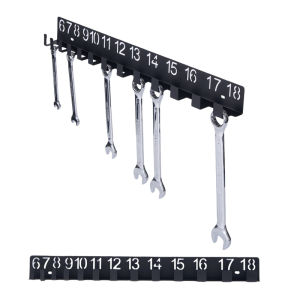 1pc Black Metal Wrench Arrangement - Stylish Wall Mounted Storage Rack for Wrenches Screws and Bolts