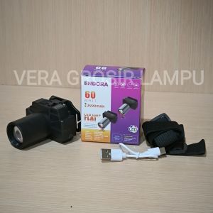 ENDORA lampu senter kepala LED ZOOM 60 watt rechargeable tipe C Cahaya putih