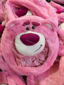 Túi Đeo Vai Túi Đeo Chéo Gấu Dâu Lotso Hình Tròn Viền Trong Suốt Màu Hồng Lông Mịn Siêu Dễ Thương  Siêu Cute