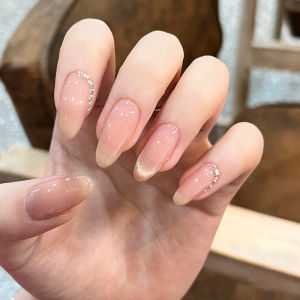 Handmade Wearable Nail Art Ice Transparent Milk Coffee Color Autumn Winter White Enhancing Natural Looking Nail Tips Short Stair