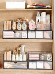Bathroom Desktop Organizer Box Cosmetic Mask Lipstick Storage Rack Drawer Plastic Cover for Bathroom Space Utilization