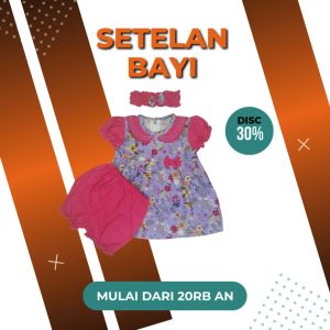 Stelan Bayi Perempuan Stylish 0-12 Bulan Kiisma Collection Warna Ungu & Pink