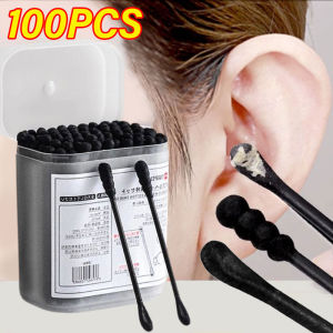 Dorisna 100Pcs/box New Cotton Swabs Japanese Earpick Cotton Swabs Clean Blackhead Ear Pick Disposable Double-ended Cotton Swabs