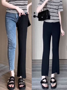 กางเกงขายาวทรงตรงเอวสูงสำหรับผู้หญิง ทรงสลิมฟิต ทรงฤดูร้อน ทรงบาง ทรงหลวม ทรงยาวปานกลาง ทรงหลวม สไตล์เกาหลี ทรงสลิมฟิต