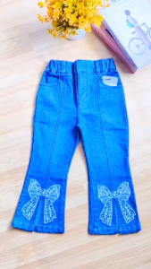3-12tahun celana cutbray anak perempuan variasi bordir pita fashion anak korean style celana panjang denim anak
