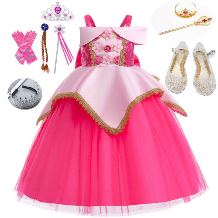 Halloween June 1 Spring/Summer New Style Pink Princess Dress Girl Sleeping  Beauty Dress Ailuo Children's Dress Dress