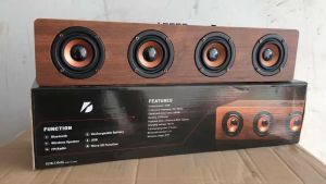 KTS-1108 Bluetooth Speaker ลำโพงบลูทูธ ลำโพงไร้สาย ลำโพงลายไม้ 4ดอก เสียงทุ้มเบสหนักแน่น