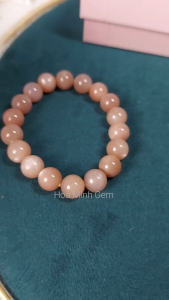 Vòng tay phong thủy đá Mặt Trời Sunstone size hạt 10 li rất đẹp hợp mệnh Hỏa Thổ | Hoa Minh Gem