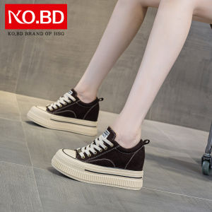 Casual Canvas Shoes Womens Thick Bottom Heightening Red Board Shoes Leatherette Slip-On Sneakers round Toe Rubber Outsole