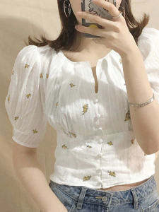 PAIBOLI | White Floral Feminine Shirt