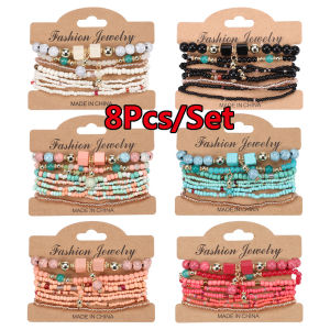 [PrettySet]Bohemian Bộ Vòng Tay Hạt Cườm Thủ Công Cho Nữ Vòng Tay Chuỗi Hạt Nhiều Màu Sắc Mùa Hè Phụ Kiện Trang Sức Boho Cho Nữ