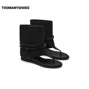 Toomanyshoes | Rome Gazette Styled Open-Toe Summer Boots