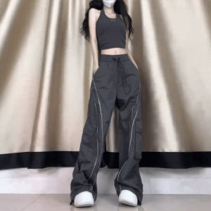 Quần Tây Công Sở Dáng Chữ a Cạp Cao Rộng Rãi Cho Nữ Mùa Thu Quần Ống Rộng Dáng Quả Lê Phong Cách Mỹ Cổ Điển