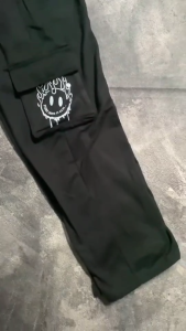 NEW Celana Panjang Cargo SMILE Kargo Panjang Bahan Fleece Cargo Fleece Long Pants Santai Size Jumbo Warna Hitam Santai