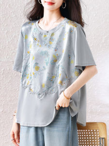 DAIXIANGFEIZI | Silky Short Sleeve T-Shirt Summer 2026 New Chinese Style Slim Loose