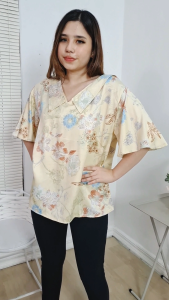 Grace Blouse Wanita Jacquard Silk Floral