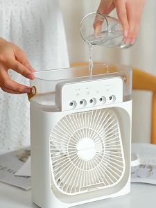 600mL Portable 4 in 1 Mini Portable Fan Air Cooling fan Humidifier Purifier Mist Cooler with 7 Colors LED Light