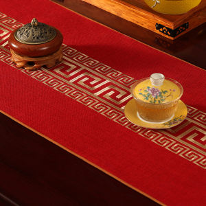 New Chinese Style Table Flag Red Wedding Celebration Tea Table Cloth Art Long Tablecloth Tea Center Table Mat Fabric
