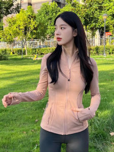 Lulu Womens Summer New Ice Silk Yoga Clothes Sun Protection Tight Fit Stand Collar Ultraviolet Protection Thin Outerwear