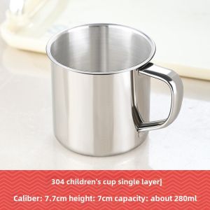 304 Stainless Steel Mug Kindergarten Students Drinking Water with Handle Small Cup Mug Drop-Resistant Iron Cup Kids