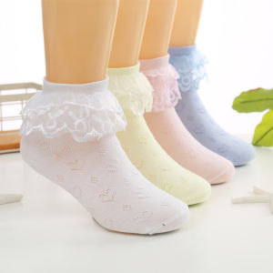 ถุงเท้าเต้นรำผ้าฝ้ายแท้สำหรับเด็ก ถุงเท้าฤดูใบไม้ผลิและฤดูใบไม้ร่วงสำหรับเด็กผู้หญิง ถุงเท้าสั้นลายลูกไม้ ถุงเท้าสำหรับนักเรียนประถมศึกษา