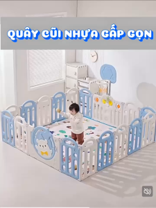 ( MẪU MỚI ) Quây Cũi Nhựa Gấp Gọn Có Khung Chơi Bóng Rổ Đồ Chơi Ném Vòng Cho Bé