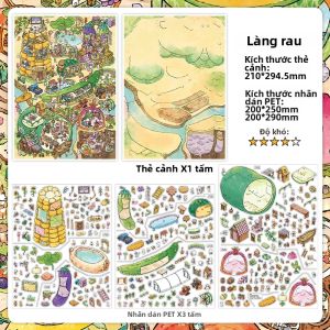 Nhãn Dán Chủ Đề Rau Củ Kích Thước Lớn Phong Cách cổ Tích DIY 3D