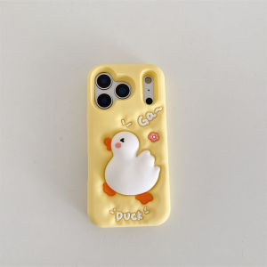 Cute Cartoon Duck Silicone Phone Case For iPhone 17 16 15 14 13 12 Pro Max Squishy Squeeze Slow Rising Fidget Shockproof Cover