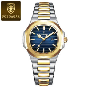 POEDAGAR Trendy Womens Watches Waterproof Luminous Date Ladies Wristwatch Stainless Steel Quartz Fashion Watch For Woman Reloj