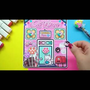 Ngôi nhà giấy thủ công cắt dán Cat House trong Quiet Book đồ chơi thông minh cho bé