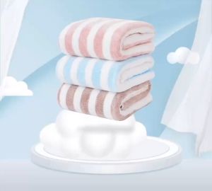 Goodluck Microfiber Bath Towel Super Soft Cannon Stripe Bath Towel Super Absorbent Beach Towel 70 x 140cm