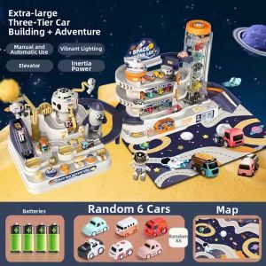 Space Adventure Educational Toy 9 Track Parking Garage