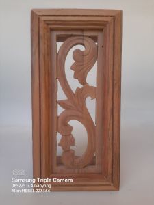 Loster / Roster kayu ventilasi boven angin-angin rumah kayu jati Jepara motif Long S ukuran 14x29