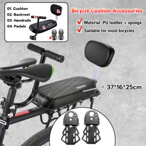 Seeko Bicycle Back Seat Saddle Soft Cushion PU Leather Handle Bar & pedal Black
