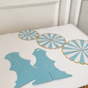 ชั้นวางเค้ก 3 ชั้น แบบกระดาษ สีพาสเทล | สำหรับงานเลี้ยง งานวันเกิด งานจัดเบรก